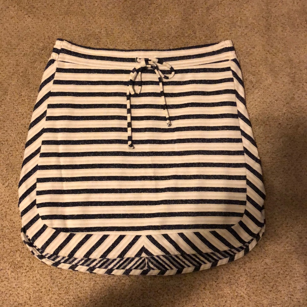 LA made navy, white, grey striped skirt